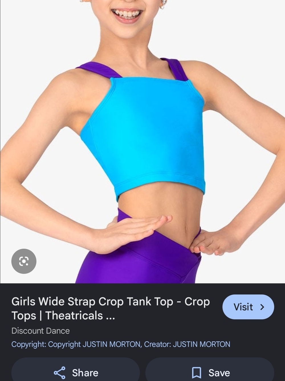 Womens Wide Strap Crop Tank Top - Turquoise & Purple NWT